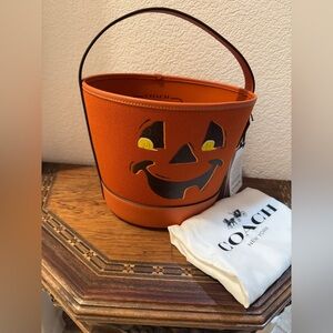 NWT Coach Halloween Orange Candy Bucket Bag